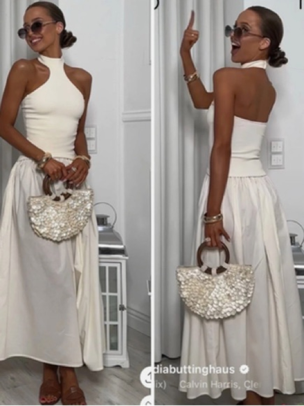 ZARA SS25 MIDI COMBINATION HALTER DRESS OPEN-BACK